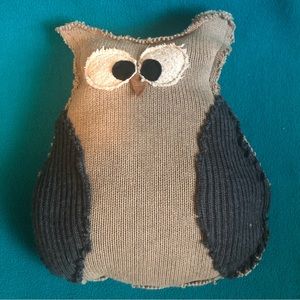 Handmade Owl Pillow Made from Up-Cycled Sweaters